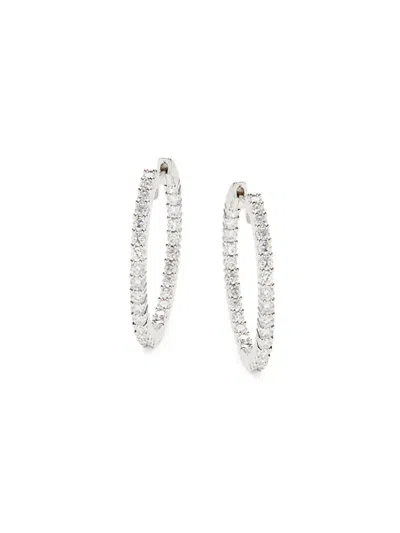 Saks Fifth Avenue Women's 14k White Gold & 1 Tcw Lab Grown Diamond Huggie Earrings