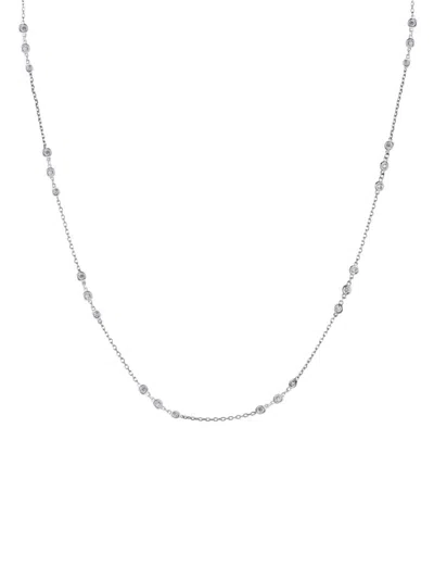 Saks Fifth Avenue Women's 14k White Gold & 1 Tcw Natural Diamond Bezel Station Necklace