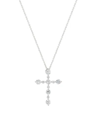 Saks Fifth Avenue Women's 14k White Gold & 1.50 Tcw Lab-grown Diamond Cross Pendant Necklace