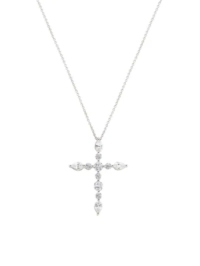 Saks Fifth Avenue Women's 14k White Gold & 1.50 Tcw Lab-grown Diamond Cross Pendant Necklace