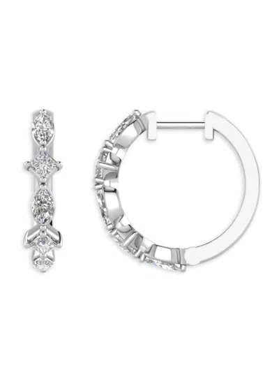 Saks Fifth Avenue Women's 14k White Gold & 1.0 Tcw Lab Grown Diamond Hoop Earrings In Metallic