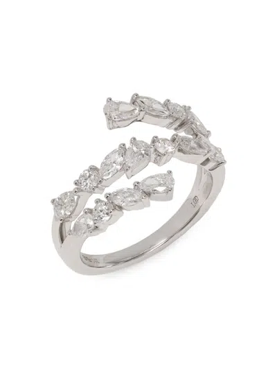 Saks Fifth Avenue Women's 14k White Gold & 1.23 Tcw Lab-grown Diamond Pear-cut Open Band Ring