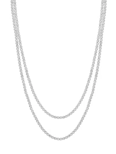 Saks Fifth Avenue Women's 14k White Gold & 13.7 Tcw Lab-grown Diamond Two-strand Necklace In Silver