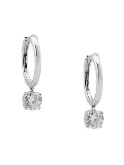 Saks Fifth Avenue Women's 14k White Gold & 1.45 Tcw Lab-grown Diamond Hoop Earrings In Yellow