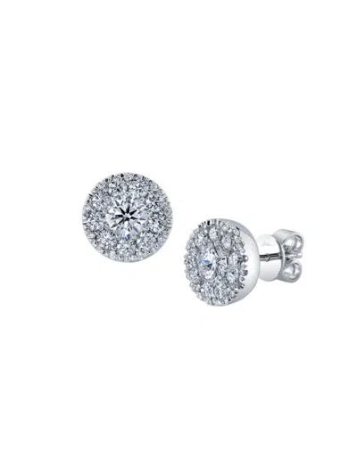 Saks Fifth Avenue Women's 14k White Gold & 1.5 Tcw Diamond Cluster Stud Earrings In Metallic