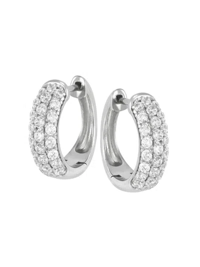 Saks Fifth Avenue Women's 14k White Gold & 1.5 Tcw Lab Diamond Hoop Earrings In Metallic