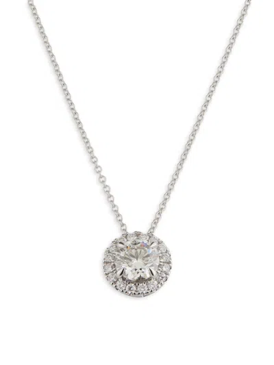 Saks Fifth Avenue Women's 14k White Gold & 1.5 Tcw Lab-grown Diamond Halo Pendant Necklace