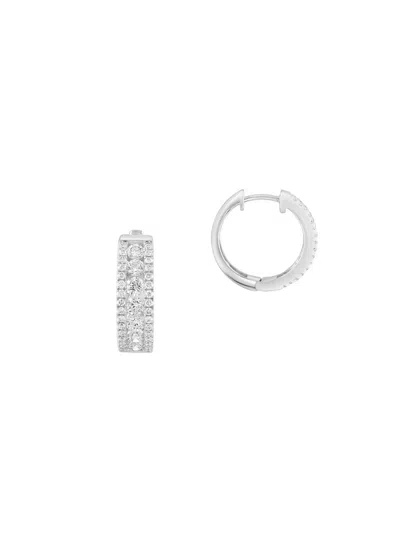 Saks Fifth Avenue Women's 14k White Gold & 1.61 Tcw Lab-grown Diamond Huggie Earrings