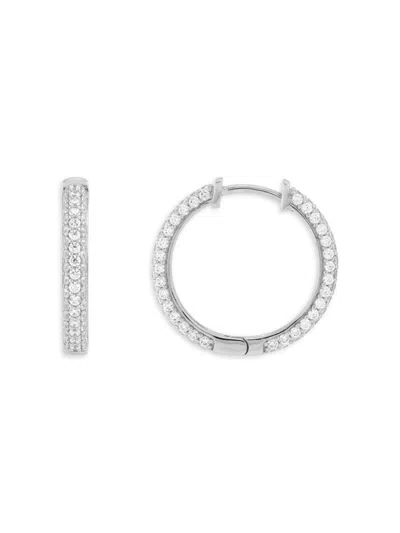 Saks Fifth Avenue Women's 14k White Gold & 1.66 Tcw Diamond Hoop Earrings