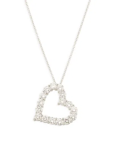 Saks Fifth Avenue Women's 14k White Gold & 1.96 Tcw Lab-grown Diamond Heart Pendant Necklace In Metallic