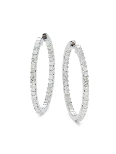 Saks Fifth Avenue Women's 14k White Gold & 2 Tcw Diamond- Hoop Earrings