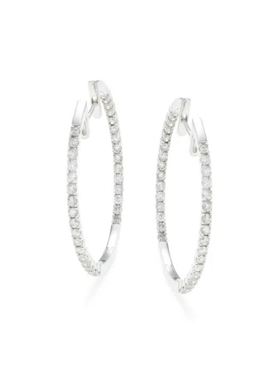 Saks Fifth Avenue Women's 14k White Gold & 2 Tcw Diamond Hoop Earrings In Metallic