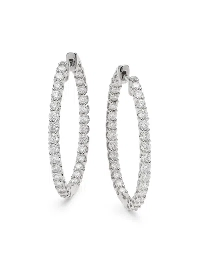 Saks Fifth Avenue Women's 14k White Gold & 2 Tcw Diamond Hoop Earrings In Metallic