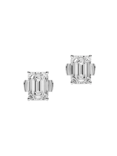 Saks Fifth Avenue Women's 14k White Gold & 2 Tcw Emerald-cut Lab-grown Diamond Stud Earrings