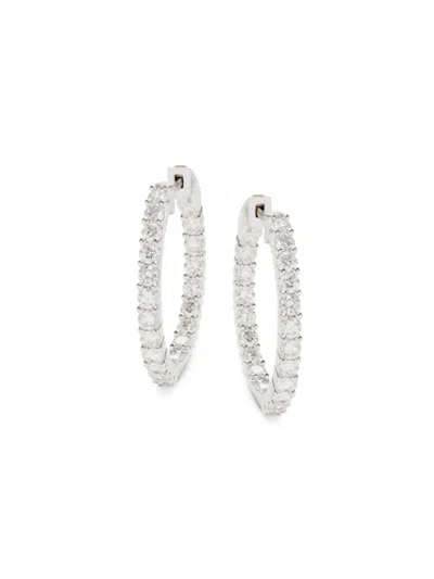 Saks Fifth Avenue Women's 14k White Gold & 2 Tcw Lab Gown Diamond Huggie Earrings