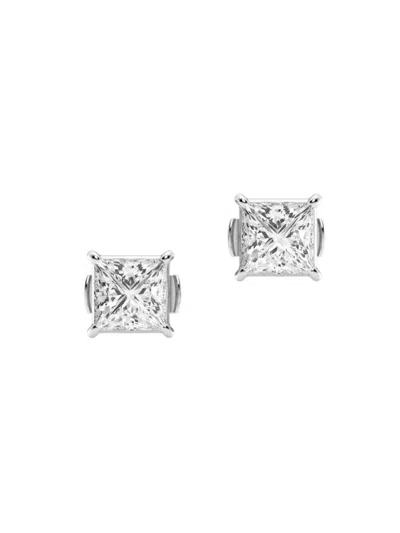 Saks Fifth Avenue Women's 14k White Gold & 2 Tcw Princess-cut Lab-grown Diamond Stud Earrings