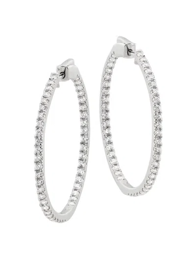 Saks Fifth Avenue Women's 14k White Gold & 2.50 Tcw Lab-grown Diamond Inside-out Hoop Earrings