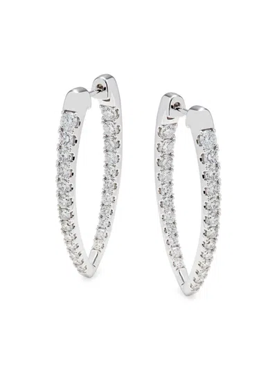 Saks Fifth Avenue Women's 14k White Gold & 2.88 Tcw Diamond Hoop Earrings