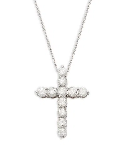Saks Fifth Avenue Women's 14k White Gold & 3 Tcw Diamond Cross Pendant Necklace