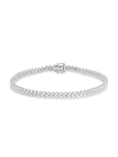Saks Fifth Avenue Women's 14k White Gold & 3.0 Tcw Lab Grown Diamond Tennis Bracelet In Metallic
