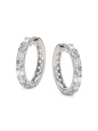 Saks Fifth Avenue Women's 14k White Gold & 3.55 Tcw Lab Grown Diamond Huggie Earrings