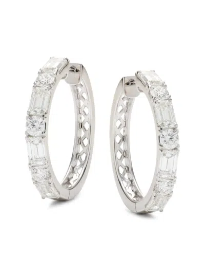 Saks Fifth Avenue Women's 14k White Gold & 3.55 Tcw Lab Grown Diamond Huggie Earrings