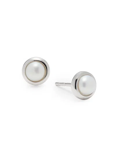 Saks Fifth Avenue Women's 14k White Gold & 4.8-5mm Pearl Circle Stud Earrings