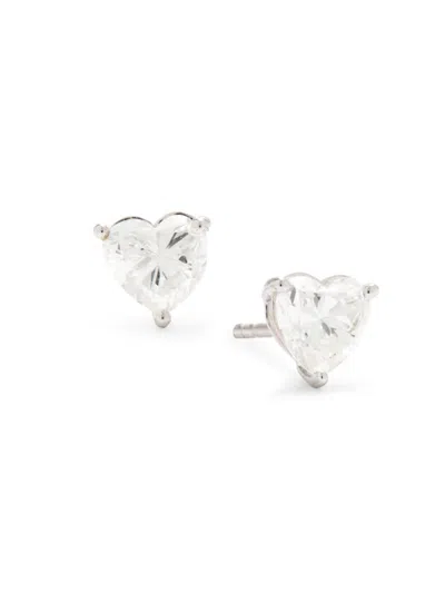 Saks Fifth Avenue Women's 14k White Gold & 0.6 Tcw Lab Grown Diamond Heart Stud Earrings