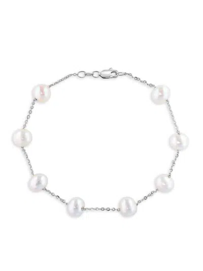 Saks Fifth Avenue Women's 14k White Gold & 6.5mm Freshwater Pearl Bracelet