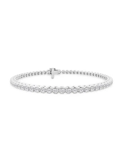 Saks Fifth Avenue Women's 14k White Gold & Round Lab-grown Diamond 4-prong Tennis Bracelet/2.00-15.00 Tcw In 2 Tcw