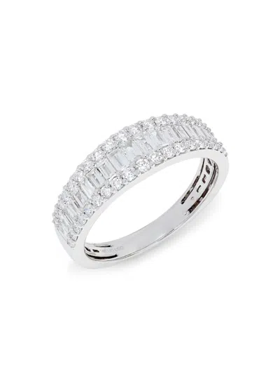 Saks Fifth Avenue Women's 14k White Gold & Lab Grown Diamond Band Ring In Gray
