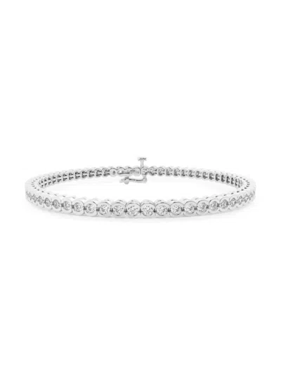 Saks Fifth Avenue Women's 14k White Gold & Round Lab-grown Diamond Bezel Tennis Bracelet/1.00-10.00 Tcw In 2 Tcw