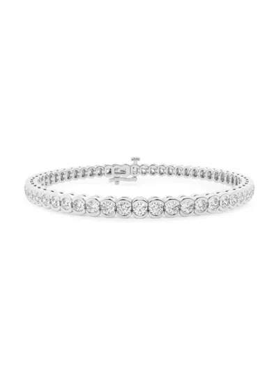 Saks Fifth Avenue Women's 14k White Gold & Lab-grown Diamond Bezel Tennis Bracelet In 5 Tcw