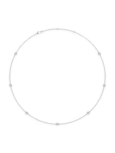 Saks Fifth Avenue Women's 14k White Gold & Lab-grown Diamond Station Necklace In 0.70 Tcw