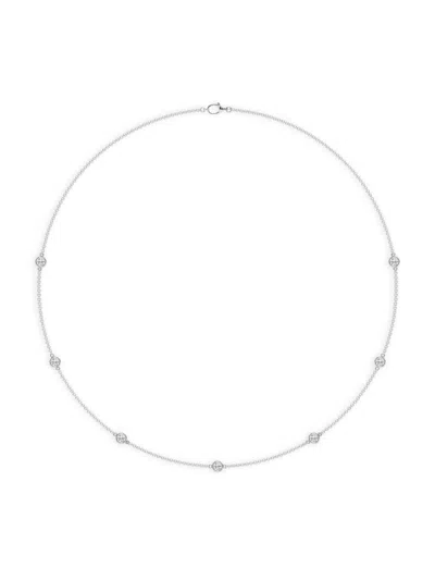 Saks Fifth Avenue Women's 14k White Gold & Lab-grown Diamond Station Necklace In 1 Tcw
