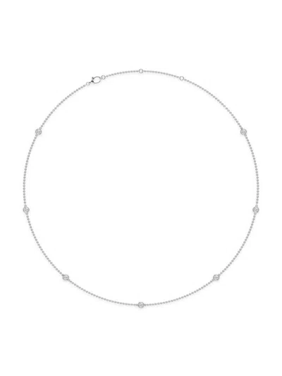 Saks Fifth Avenue Women's 14k White Gold & Lab-grown Diamond Station Necklace In 1.40 Tcw