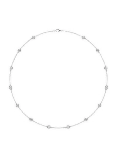 Saks Fifth Avenue Women's 14k White Gold & Lab-grown Diamond Station Necklace In 2.10 Tcw