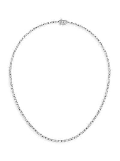 Saks Fifth Avenue Women's 14k White Gold & Lab-grown Diamond Tennis Necklace/10.00-22.00 Tcw In 10 Tcw
