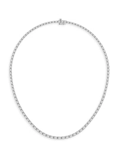 Saks Fifth Avenue Women's 14k White Gold & Lab-grown Diamond Tennis Necklace In Metallic