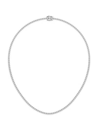 Saks Fifth Avenue Women's 14k White Gold & Lab-grown Diamond Tennis Necklace/18" In Metallic