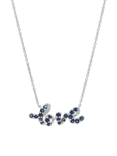 Saks Fifth Avenue Women's 14k White Gold & Sapphire Love Pendant Necklace In Metallic