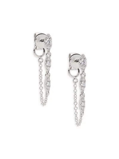Saks Fifth Avenue Women's 14k White Gold & Tcw 0.20 Diamond Chain Earrings