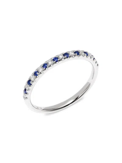 Saks Fifth Avenue Women's 14k White Gold, Diamond & Blue Sapphire Ring In Metallic