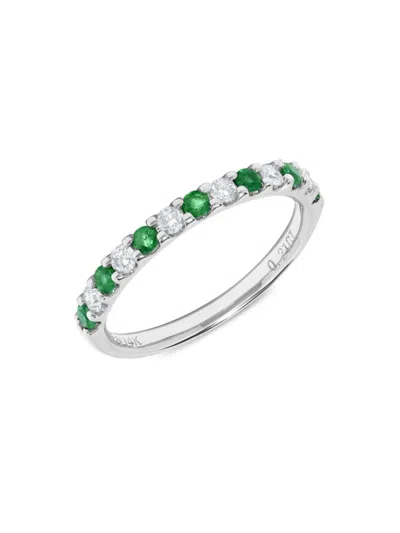 Saks Fifth Avenue Women's 14k White Gold, Diamond & Emerald Band Ring