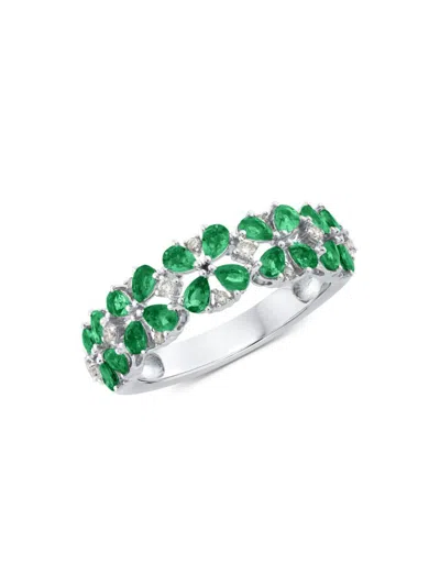 Saks Fifth Avenue Women's 14k White Gold, Emerald & Diamond Ring In Green