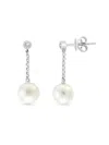 Saks Fifth Avenue Women's 14k White Gold, Freshwater Pearl & Diamond Drop Earrings In White Gold