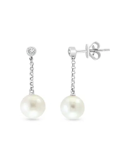 Saks Fifth Avenue Women's 14k White Gold, Freshwater Pearl & Diamond Drop Earrings