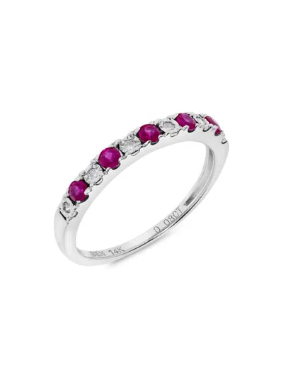 Saks Fifth Avenue Women's 14k White Gold, Ruby & Diamond Ring