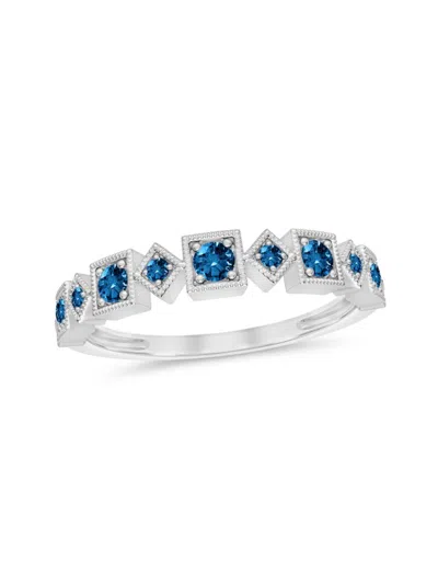 Saks Fifth Avenue Women's 14k White Gold, Sapphire & Diamond Band Ring In Metallic