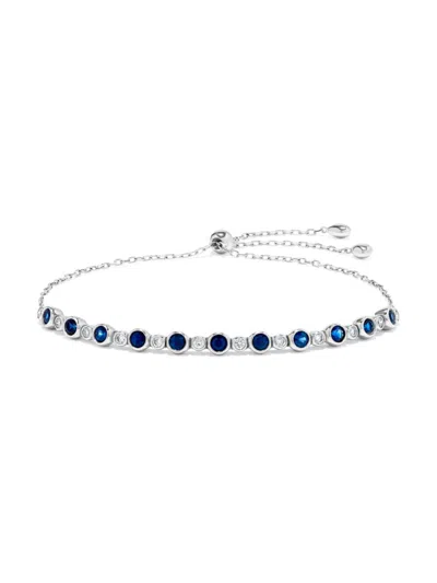Saks Fifth Avenue Women's 14k White Gold, Sapphire & Diamond Bracelet In Metallic
